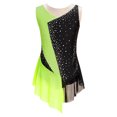 thumbnail image 1 of MSemis Kids Girls Shiny Diamond Color Block Mesh Splice Gymnastics Leotard Skating Jumpsuit Dance Fluorescent Yellow 14, 1 of 7