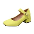 thumbnail image 1 of Kcodviy Chaussures en Cuir Unies pour Femmes Talons Hauts Boucle Bout Rond Talons Épais pour Femme Chaussures à Talons Hauts, 1 of 8