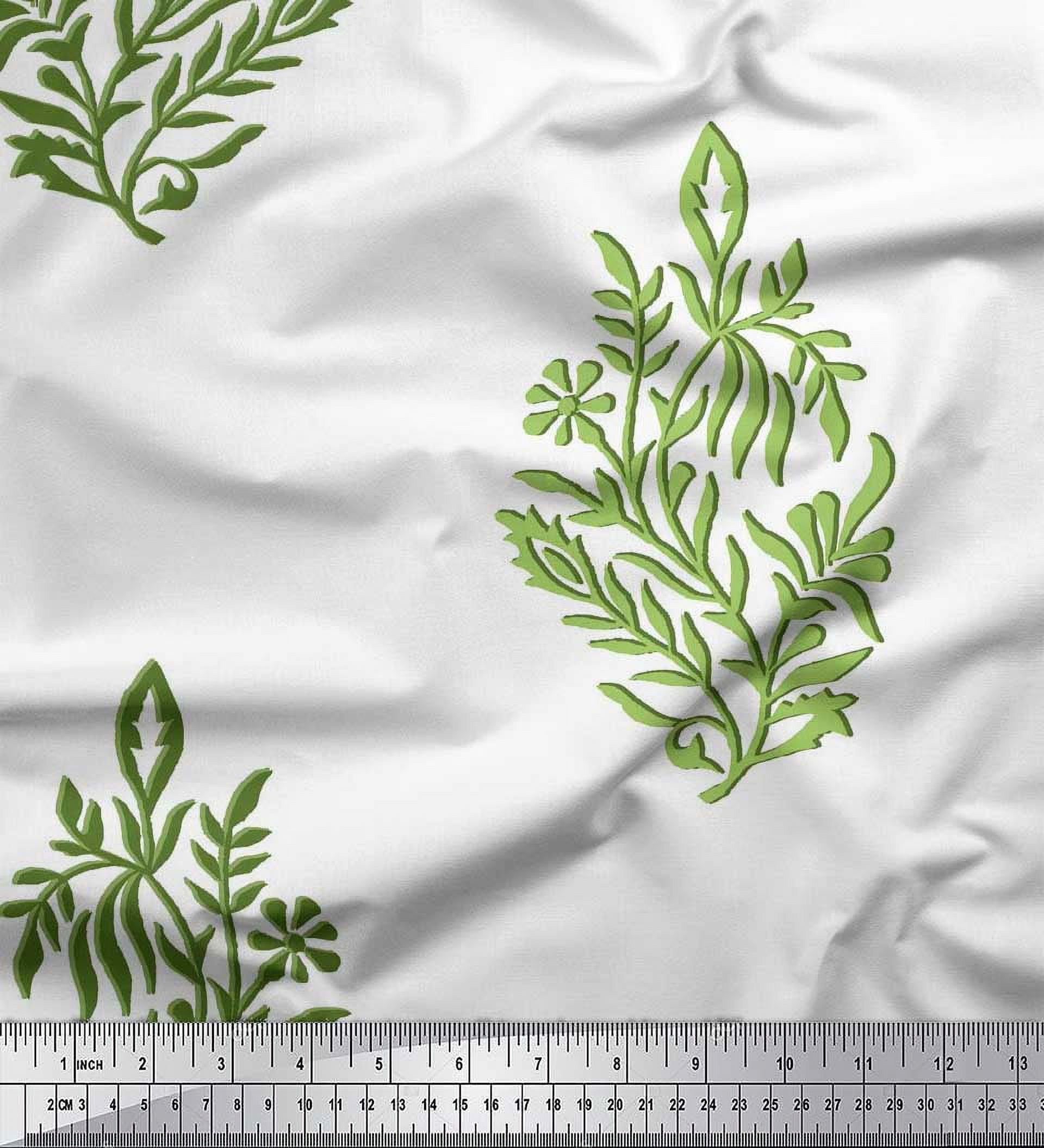 Soimoi Rayon Fabric Leaves & Floral Block Fabric Prints by Yard 42 Inch Wide