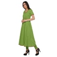 thumbnail image 2 of Moomaya Robe en Coton pour Femmes Décontractée d'Été à Fente avant Unie à Manches Courtes Kurta, 2 of 6