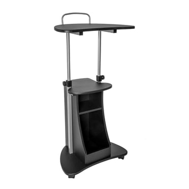 Techni Mobili Chariot pour Ordinateur Portable en Bois à Hauteur Réglable, Roulant Assis-Debout, Graphite