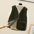 thumbnail image 2 of FAIWAD Womens Fleece Vest Fall Winter Warm Sleeveless Button Down Waistcoat Solid Color Loose Vest Coat, 2 of 7