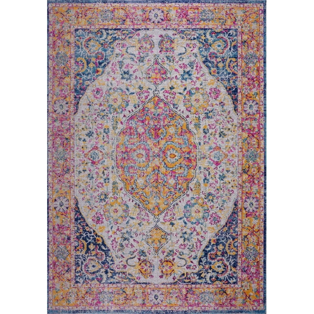 La dole Rugs multicolor vintage persian medallion area rug 6x9