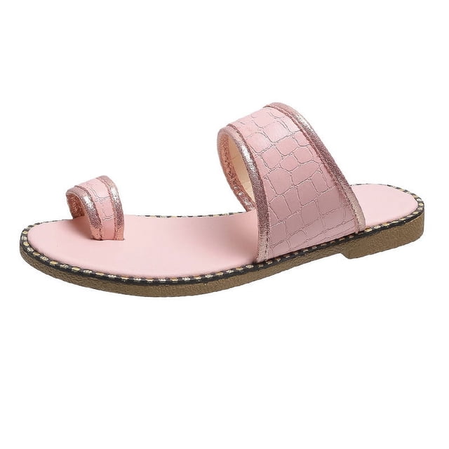 Women 2025 Casual Adjustable Hook Loop Sandals Summer Open Toe Slides Sandals Flat Sandal