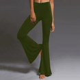 thumbnail image 2 of Pantalon Décontracté pour Femmes, Uni, Longueur Sport, Jambe Évasée, Taille Haute, 2 of 6