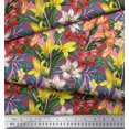 thumbnail image 3 of Soimoi Pink Poly Georgette Fabric Leaves, & Lily Floral Print Fabric by Yard 52 Inch Wide, 3 of 3