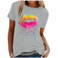 thumbnail image 1 of Birdeem T-Shirt Blouse à Manches Courtes à Col Rond Imprimé pour Femmes, Coupe Ample, 1 of 5