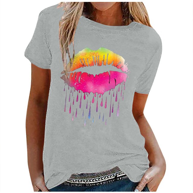 Birdeem T-Shirt Blouse à Manches Courtes à Col Rond Imprimé pour Femmes, Coupe Ample