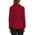 thumbnail image 3 of INSPIRE CHIC Chemise pour Femme Col Plat Manches Longues Boutonnée Chemise Satin de Bureau TP Rouge, 3 of 5
