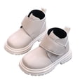 thumbnail image 3 of Bottes d'Hiver pour Enfants Couleur Unie en Cuir Court Style Britannique, 3 of 5