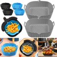 thumbnail image 3 of 2 Pcs Pot en Silicone pour Friteuse à Air Chaud avec Poignée Résistant à la Chaleur Doublure pour Friteuse à Air 6.9 Pouces Moule de Cuisson Carré, 3 of 4