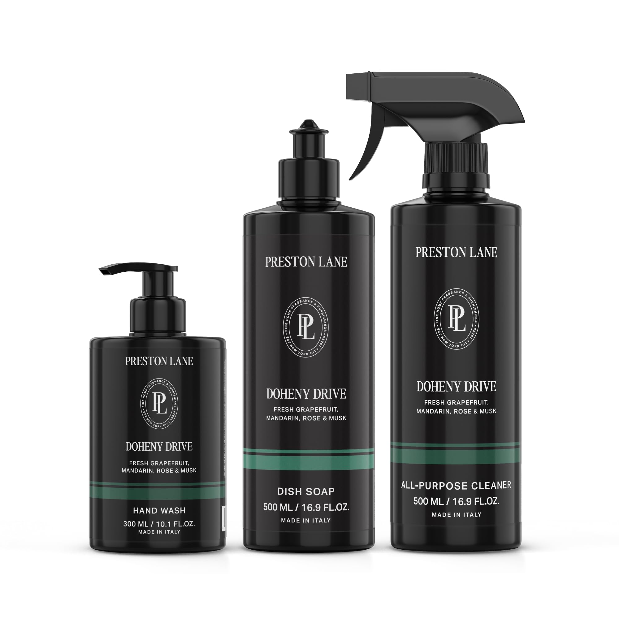 Preston Lane Luxury Kitchen Set &ndash; Hand Wash, Dish Soap & All-Purpose Cleaner | Plant-Powered Cleaning Essentials Bundle with Fine Italian Fragr