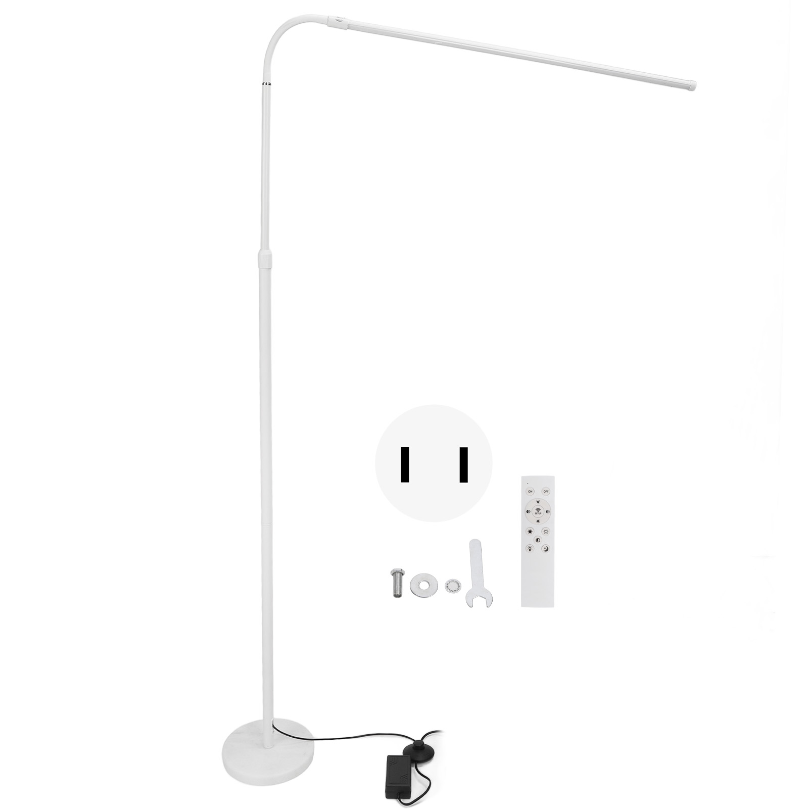 Lampe de Sol DEL 20W 3300K‑6500K Luminosité Réglable Lampe de Beauté pour Cils avec Télécommande Blanc 110‑240V Fiche US