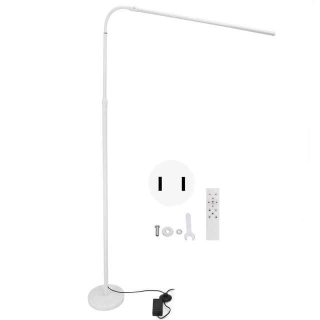 Lampe de Sol DEL 20W 3300K‑6500K Luminosité Réglable Lampe de Beauté pour Cils avec Télécommande Blanc 110‑240V Fiche US