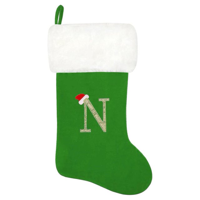 SUTENGDA 20 Inches Monogram Christmas Stockings Red Velvet with White Super Soft Plush Cuff Embroidered Xmas Stockings Classic Personalized Stocking Decorations for Family Holiday Season