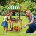 thumbnail image 2 of Gymax Double-Sided Mud Kitchen w/ Canopy Chalkboard Sink & Faucet Cooking Accessories, 2 of 10