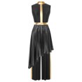 thumbnail image 1 of dPois Robe de Danse de Louange pour Femmes Sans Manches Métallisée Ourlet Asymétrique Robe + Pantalon Ample Noir P, 1 of 7