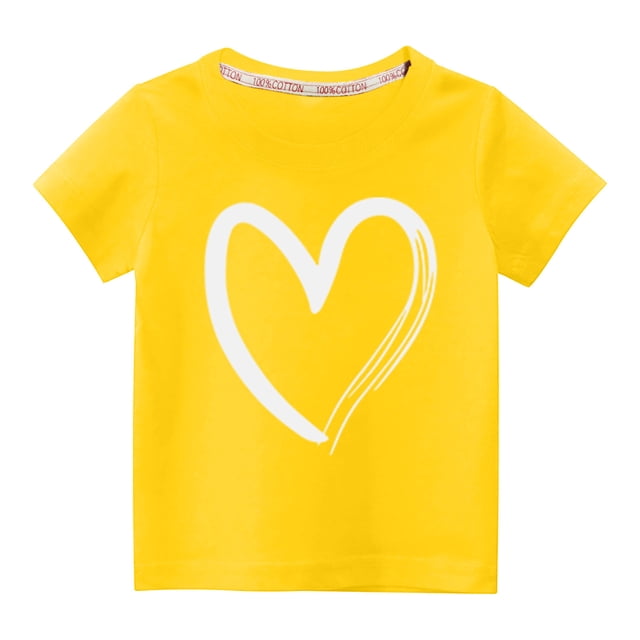Rbaofujie T-Shirt à Manches Courtes Retroussables à Col Rond avec Imprimé Graphique pour Fille