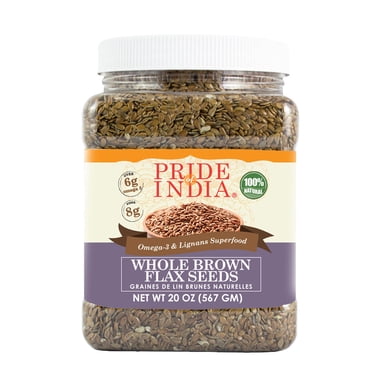 Pride of India Brown Flax Seed – 1.25 lb | Omega 3 Rich High Fiber Plant Based Superfood | Raw Whole Flaxseed for Smoothies Baking & Cereal