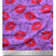 thumbnail image 1 of Soimoi Purple polyester Crepe Fabric Text,Eiffel Tower & Lips Women Decor Fabric Printed Yard 42 Inch Wide, 1 of 1