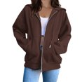 thumbnail image 1 of MeetoTime Sweat à Capuche Zippé pour Femmes, Manches Longues, Veste d'Automne en Polaire avec Poches, 1 of 7