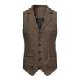 thumbnail image 2 of EGNMCR Tank Tops Men Men Solid Fashion Have Pockets Button Turn-down Collar Tanks Tops Blouse, 2 of 9