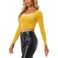 thumbnail image 4 of INSPIRE CHIC Women's Velvet Long Sleeve Off Shoulder Solid Crop Tops XL Dark Purple, 4 of 6