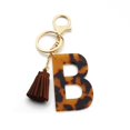 thumbnail image 1 of Porte-clés Lettre Imprimé Léopard Accessoires pour Femmes et Filles Initiale Dorée, 1 of 2