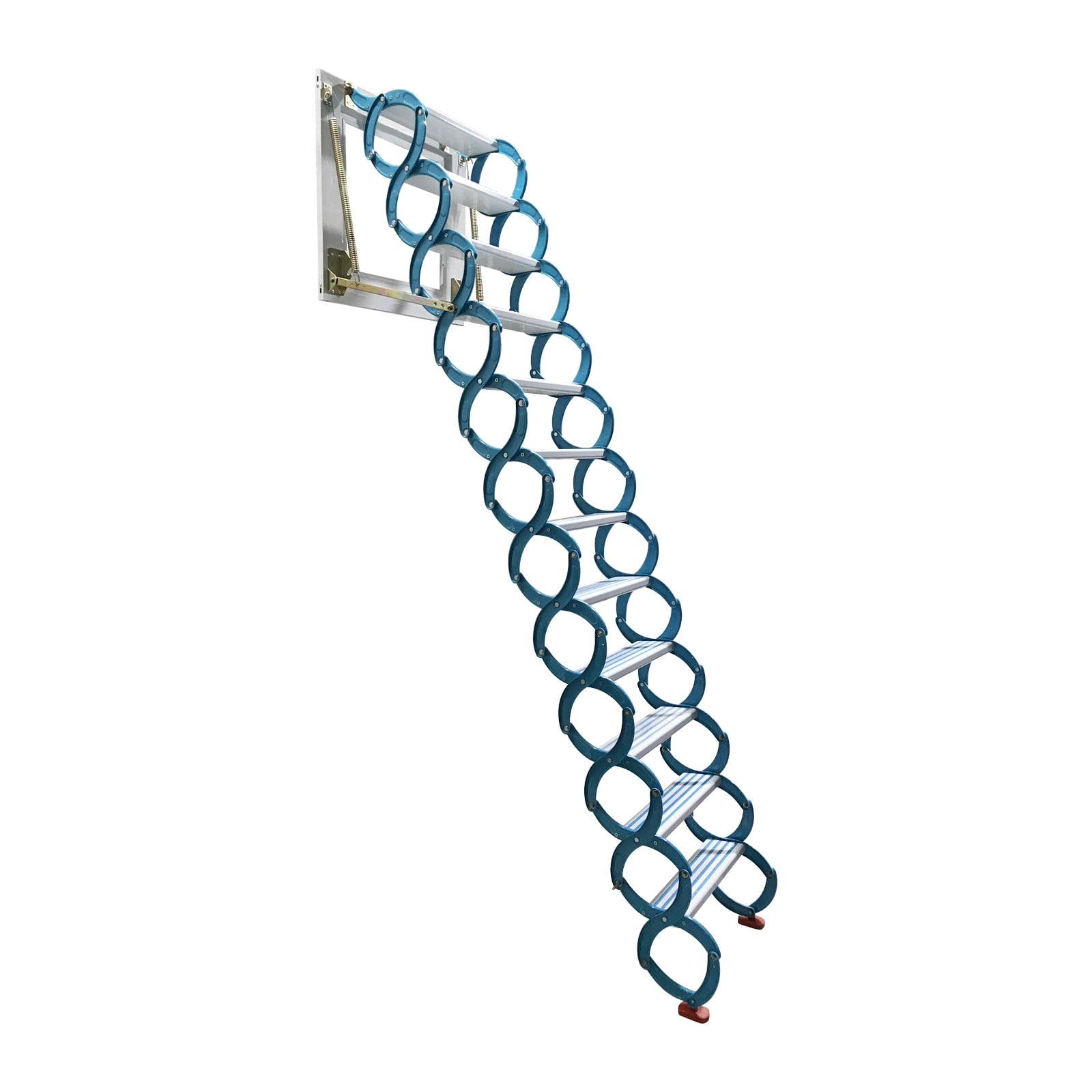 9.8ft Wall Mounted Attic Extension Ladder Pull-down Attic Stairs Blue-white Mg-Al Alloy