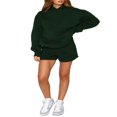 thumbnail image 1 of Casual Solid Color Hooded Sweatshirt and Loose Shorts Set for Women, 1 of 7