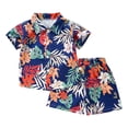 thumbnail image 1 of Hiiyo Infant Boys Hawaii Beach Short Sleeve Button-Down Shirt Shorts Set, Sizes 12M-5T, 1 of 2