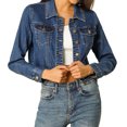thumbnail image 1 of INSPIRE CHIC Veste en Jean Denim Classique pour Femmes à Manches Longues Boutonnée, 1 of 6