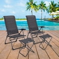thumbnail image 1 of Gymax 4PCS Folding Patio Recliner Chair & Ottoman Set w/ Adjustable Backrest Grey, 1 of 7