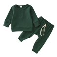 thumbnail image 1 of Newborn Baby Boys First Birthday Outfits Girls Long Sleeve Patchwork New Born Baby Stuff for Boys Sweatshirt Tops Solid Pants Bow Tie Outfits 4T Outfit Set 2Pcs Clothes, 1 of 4