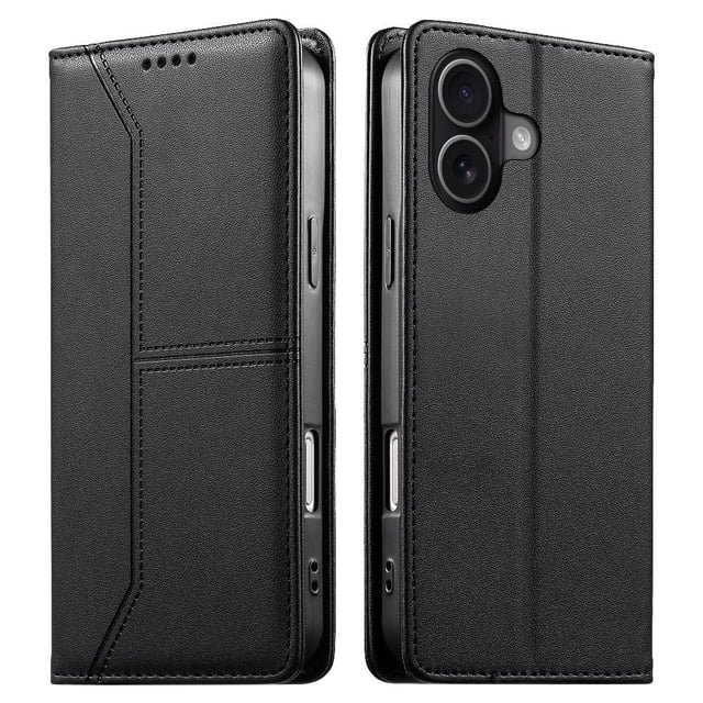 RFID Blocking Wallet Case for iPhone 17 Magnetic Leather Flip Cover with Stand Black