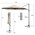 thumbnail image 3 of Costway Parasol Déporté de Patio 11 Pi Rotation Cantilever Aluminium Inclinaison Base Croisée Café, 3 of 10