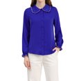 thumbnail image 1 of INSPIRE CHIC Women's Sweet Ruffle Peter Pan Collar Button up Work Shirts XS Blue, 1 of 8