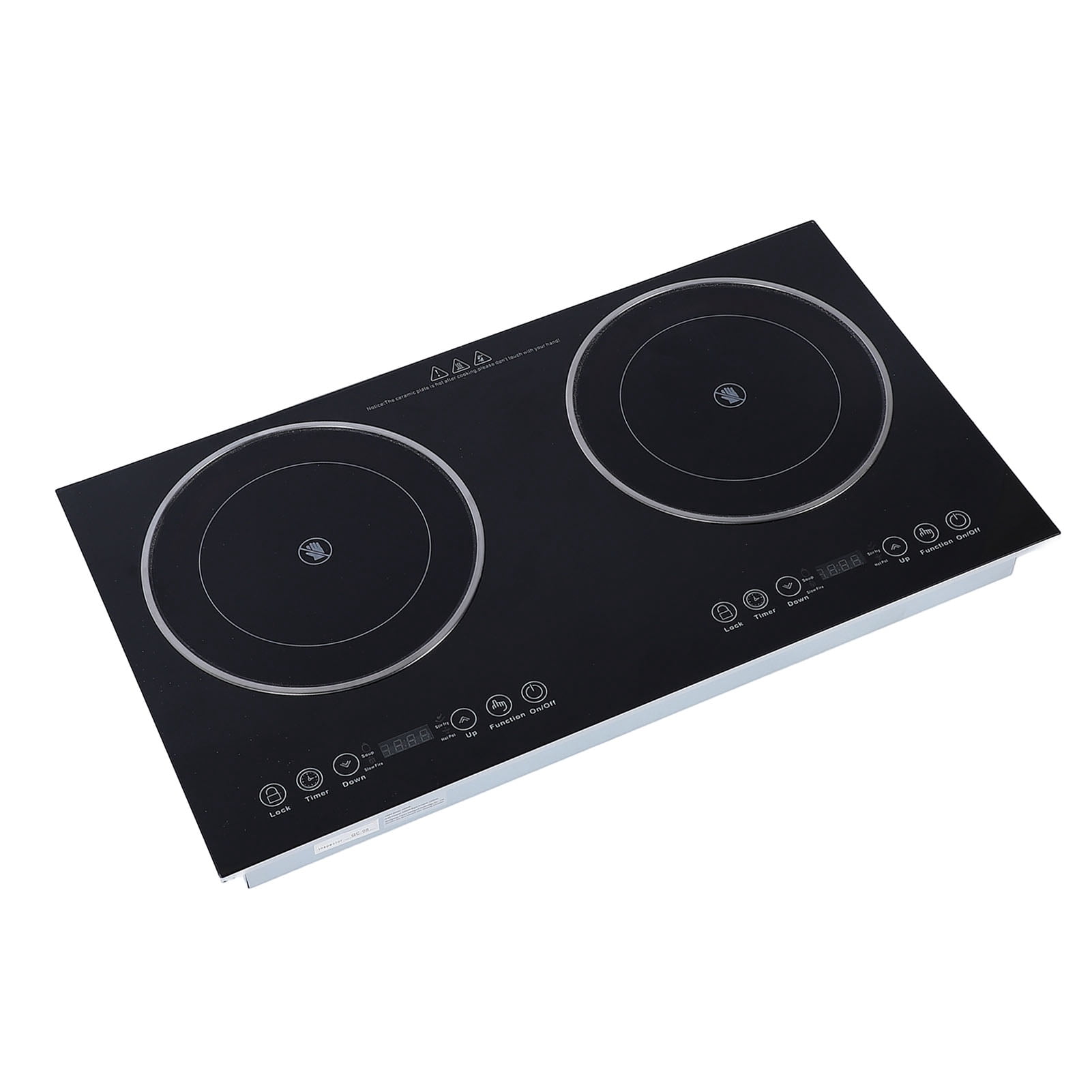 Ceramic Hob Electric Cooktop Burner 2 Burner Electric Hob Built in Hot Plate Electric Stove Top with Touch Control Timer for All Cookwares