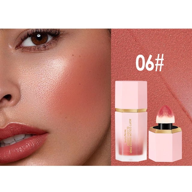 Liquid Blush for Cheeks, Rosy Multi-Use Face Rouge, 2-in-1 Cheek and Lip Tint with Soft Pad Applicator, Lightweight Hydrating Formula for Natural Flawless Finish, Sweat-Resistant Long-Wearing Texture