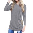 thumbnail image 1 of Timegard Womens Tops Crewneck Long Sleeve Button Solid Color Comfy Blouse Fall Dressy Casual Tunic Tops, 1 of 6