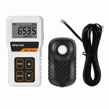 Testeur d'Intensité Lumineuse Haute Précision APM130 par Mètre avec Portée de 400-700nm pour Serre de Plantes, 1 x Hôte 1 x Sonde 2 x Connexions, Noir&Blanc