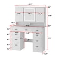 thumbnail image 2 of OXYLIFE Vanity Desk with Lighted Mirror, Makeup Dressing Table with 9 Drawer and Drawer Divier for Bedroom, 2 of 7