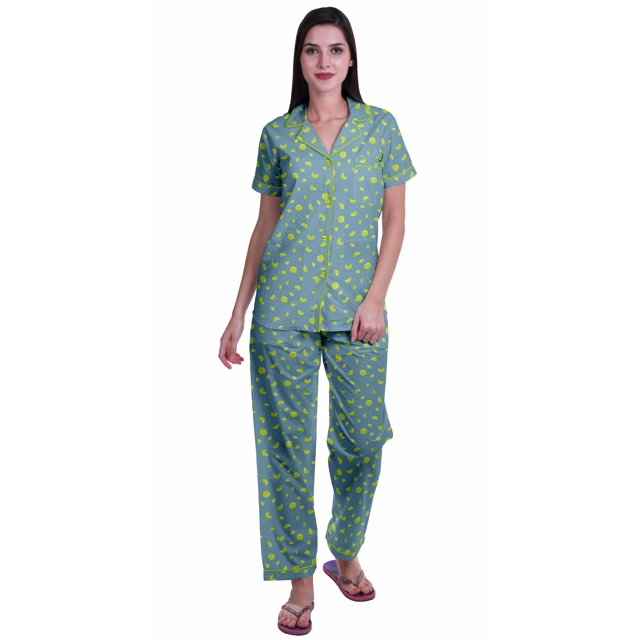 Moomaya Pyjamas Imprimés pour Femmes Ensembles de Détente Pj Coton Tenue de Nuit Décontractée