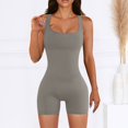 thumbnail image 2 of AherBiu Workout Bodysuits for Women Square Neck Sleeveless Compression Gym Yoga Short Jumpsuits Rompers, 2 of 7