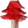 thumbnail image 3 of lionlar Jupe de Danse Latine Mode Robe Douce et Confortable pour Femmes pour Samba Tango Rouge Moyen, 3 of 6