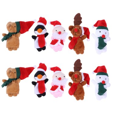 10pcs Christmas Finger Puppets Santa Elk Sonowman Educational Finger Puppets Dolls Hand Toys