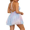 thumbnail image 3 of Robe Mini à Paillettes pour Femmes Col en V Profond Dos Nu Robe de Soirée Club Disco Mini Robes, 3 of 6