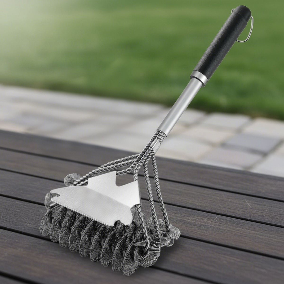 BBQ Grill Brush and Scraper Bristle Free Barbecue Brush, Stainless Steel BBQ Brush, BBQ Cleaner Brush for Porcelain Gas Charcoal Grill Efficiently Cleaning - Ideal Gifts for Grill Wizard