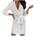 thumbnail image 1 of WEIYLL Womens Fleece Jackets Double Long Sleeve Belt Dress Solid Color Mid Length White Fall Clothes Size S, 1 of 5