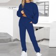 thumbnail image 2 of IROINNID Survêtement pour Femmes Ensemble 2 Pcs Liquidation Tenues Décontractées Hauts à Manches Longues Amples Ajustés Col Rond Pantalons Longs Ensembles Chandails Costume Tenues de Sport Ensemble, Bleu, 2 of 8